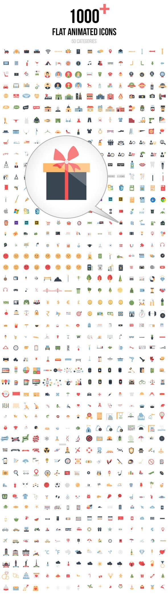 1500 Flat Animated Icons Library