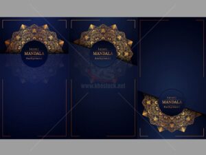 3 Background Mandala Vector màu xanh - KS512