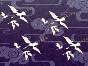 Tranh chim Hạc trên nền hoa văn màu tím - KS647