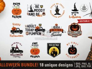 18 Halloween badge templates logo set - KS747