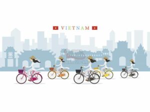 Vector phụ nữ đạp xe Việt Nam - KS768