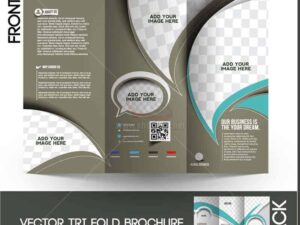 Vector Tri-Fold Brochure màu nâu gấp 3 - KS1283