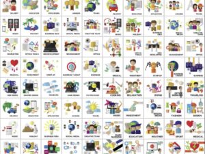 100 icons hiện đại đầy màu sắc Vector - KS1336