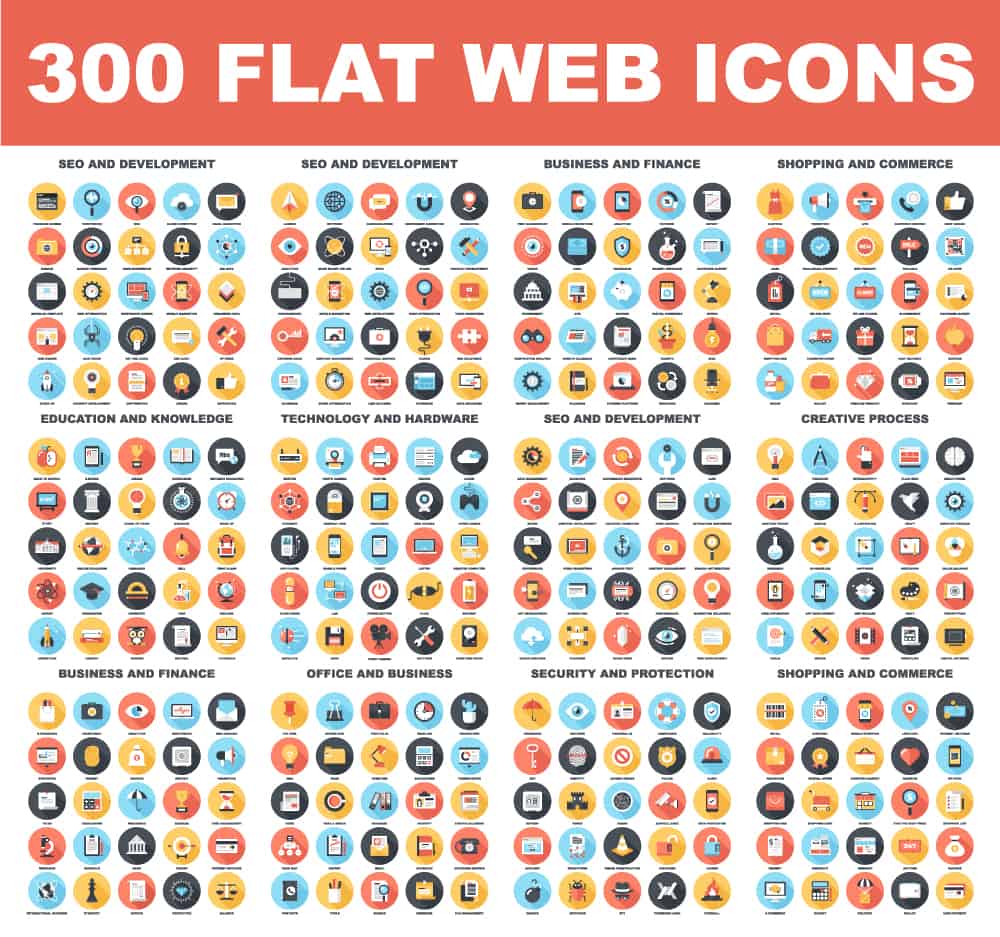 300 Flat Web Icons Vector cao cấp - KS1354