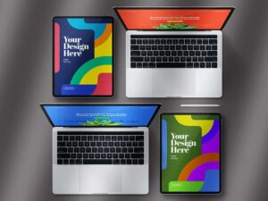 PSD Tablets Pro Notebooks Set Mockup - KS1391