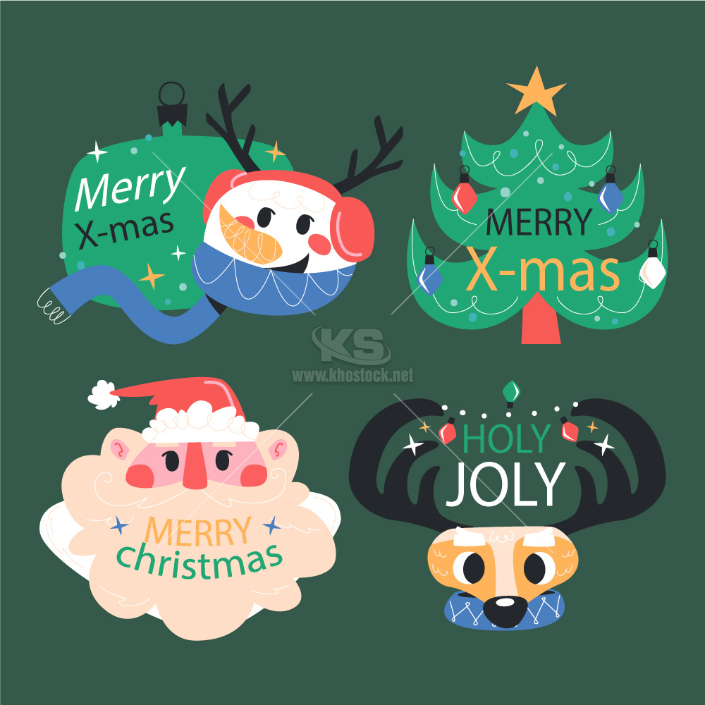Thẻ Noel tuyệt đẹp Vector - KS1810
