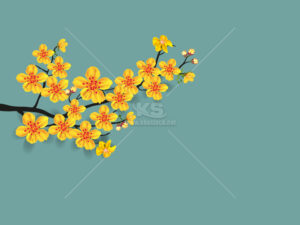 Hoa Mai Vàng nền xanh Vector - KS2219