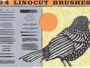 24 Linocut Brush Illustrator tuyệt đẹp - KS2955