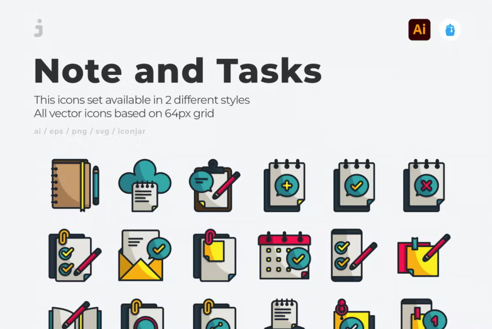 30 Icon Note and tasks Vector - KS2550