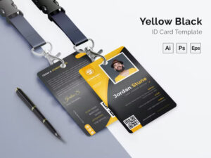 Thẻ Nhân Viên PSD Vector Đen Vàng - KS2643