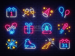 Icons sinh nhật màu neon - KS3102