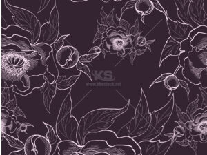 Pattern hoa được vẽ đen trắng - KS3196